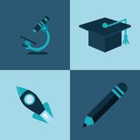 educational plan four icons vector