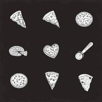 nueve iconos de pizzas italianas vector