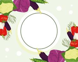 fresh vegetables in circle vector