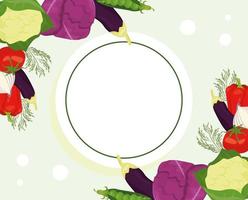 fresh vegetables in circle vector