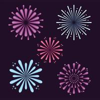 five fireworks colorful icons vector