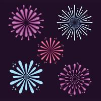 five fireworks colorful icons vector