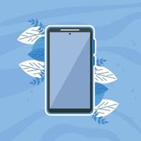 smartphone with leafs vector