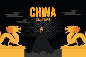 china culture golden dragons vector