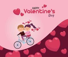couple lovers in bicycle vector