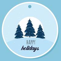 christmas tag with pines vector