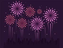 seven fireworks explosion icons vector