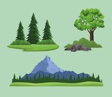 three wanderlust nature icons vector