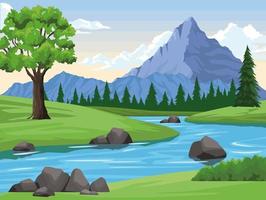 river and mountain vector