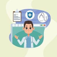 doctor in webpage template vector