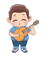 little boy playing guitar vector