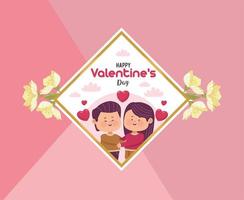 lovers with flowers vector