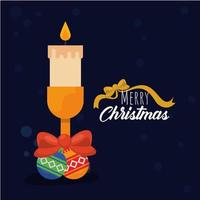 merry christmas candle card vector
