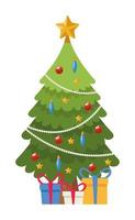 árbol de navidad y regalos vector