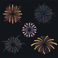 five fireworks explosion icons vector