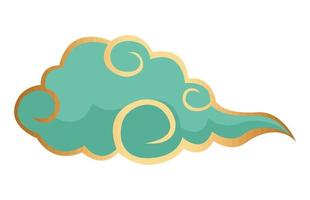 nube china dorada vector