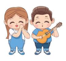 little lovers playing guitar vector