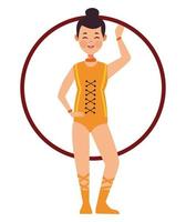 bailarina de circo con hula hoop vector