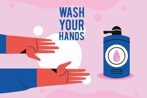 wash your hands lettering vector