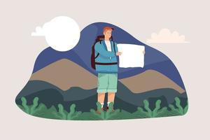 man with map in camping vector