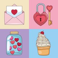 four valentines day icons vector