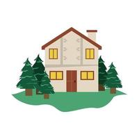 wooden house facade vector