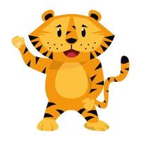 cute tiger waving vector