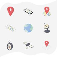 nine gps service icons vector