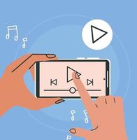 media player in smartphone vector