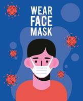 man wearing face mask vector