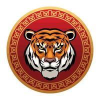 tiger in chinese seal vector