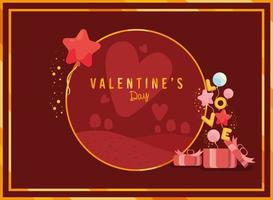 valentines day circular frame vector