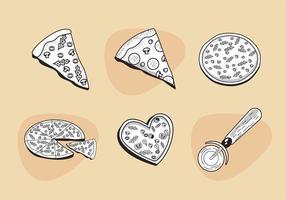 seis iconos de pizza italiana vector