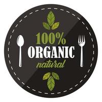 100 percent organic natural emblem vector