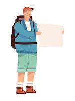 male traveler with papermap vector