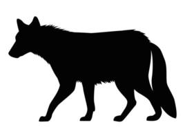 lobo salvaje caminando silueta vector