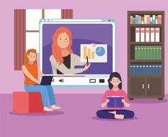 female students in elearning vector