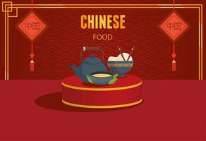 chinese culture tea utensils vector