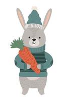 rabbit wearing winter clothes vector