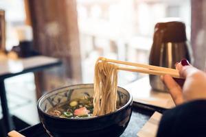 Japanese noodle ramen soup. photo