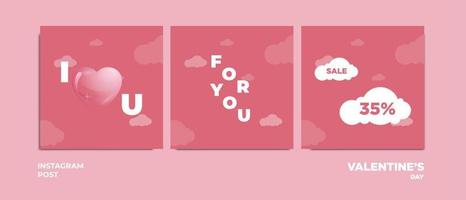 valentines design with square size as instagram post with valentines greetings and discounts.