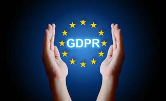 señal de protección de manos reglamento general de protección de datos gdpr. foto