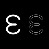 Epsilon greek symbol small letter lowercase font icon outline set white color vector illustration flat style image