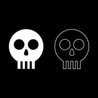 Human skull Cranium icon outline set white color vector illustration flat style image