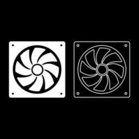 Fan for computer processor Cooler CPU cooling system Ventilator icon outline set white color vector illustration flat style image