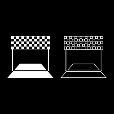 Finish concept Maraphon line racing panorama road icon outline set white color vector illustration flat style image