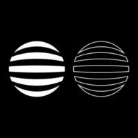 Striped sphere Concept globe Abstract ball icon outline set white color vector illustration flat style image