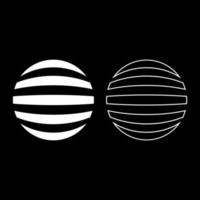 Striped sphere Concept globe Abstract ball icon outline set white color vector illustration flat style image