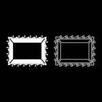 Picture frame icon outline set white color vector illustration flat style image