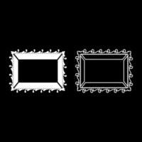 Picture frame icon outline set white color vector illustration flat style image